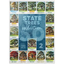 MyPuzzle State Trees Series: 50 State Trees Collage, Part 2 of 3 - Premium 1000 Piece Jigsaw Puzzle for Adults