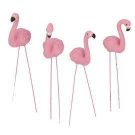 Flamingo Yard Statue, Resin Material 4 Pcs Cute Flamingo Gifts Fine Details for Patio