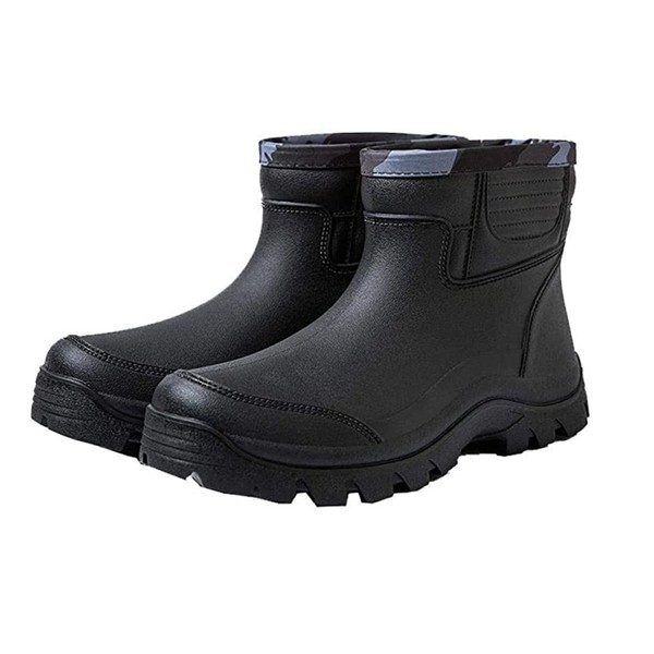 Gets Rain Boots for Mens Waterproof Light Rubber Ankle Boots for All Type of Weather (EU 43=US 10.5) Black