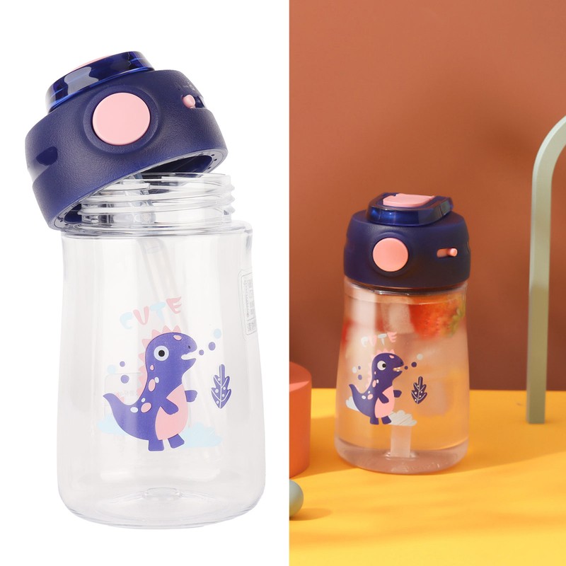 420ml Water Bottle Portable Cute Cartoon Straw Cup Drinking Bottle