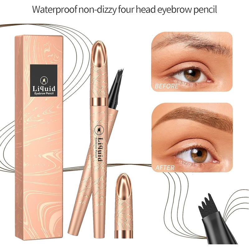 Liquid Eyebrow Pen, Microblading Black Eyebrow Pencil, Waterproof Microblading Eye