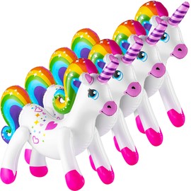 Inflatable Unicorn - (Pack of 4) 24 Inch - Large Blow-up Rainbow Unicorns for Unicorn Themed Birthday Party Decor, Pool Fun, and Party Decoration Supplies by Bedwina