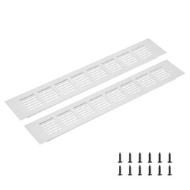QUARKZMAN Rechteckiges Lüftungsgitter, Aluminiumlegierungsgitter Lüftungsabdeckung mit Montageschrauben für Schrank Kleiderschrank Schuhschrank (350x60mm/14"x2", Silberton)
