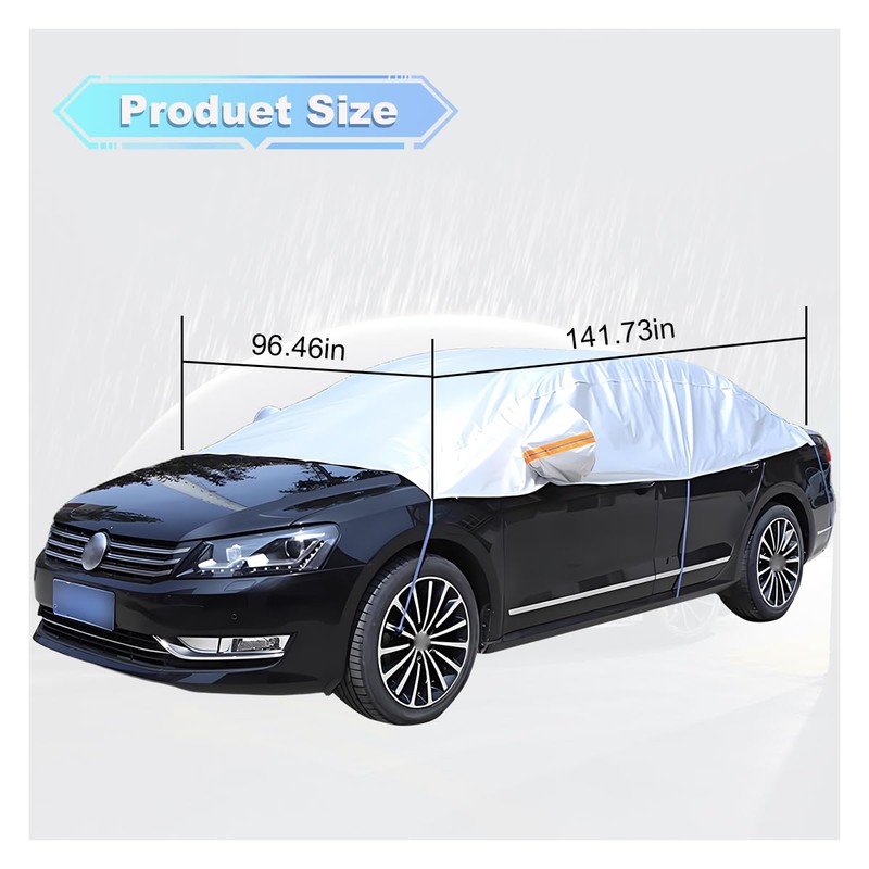 UHANBUT Half Car Cover for Sedan, Waterproof & Dustproof &