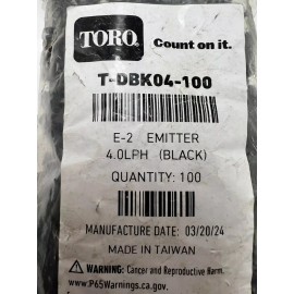 Toro Pack of 100 T-DBK04-100 1.06 GPH E-2 Classic Drip Irrigation Emitter Black
