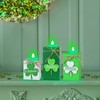 3 Pack St. Patrick's Day Tea Light Candles Wooden Clover