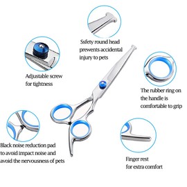 Dog Grooming Scissors,Pet Hair Scissors with Safety Round Tips Heavy Duty Titanium Stainless Steel Professional Dogs Cats Pets Grooming Shears