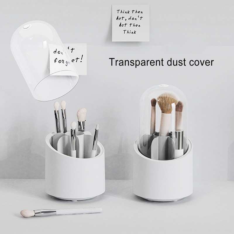 Makeup Brush Holder 360 Degree Rotatable Large Capacity Dustproof Cosmetics