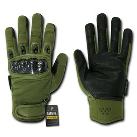Rapdom Tactical Carbon Fiber Knuckle Gloves, Olive, Small
