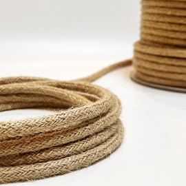 smartect Fabric Electric Cable, Jute, 3 Metre Vintage Lamp Cable, 3-Core (3 x 0.75 mm²), Power Cable, Covered in Fabric, for DIY Projects