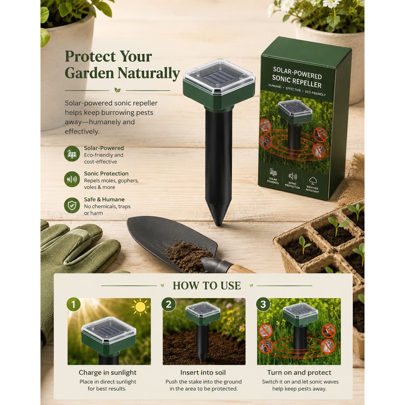 2-Pack Solar Sonic Garden Stakes for Outdoor Use – IP44