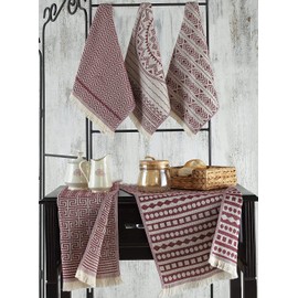 BOHORIA® Boho Maya Tea Towels, Set of 4, High-Quality Kitchen Towels Made of 100% Cotton, Aztec Mexican, Tea Towels, Perfect for Home, Gastro or Office (Mahogany)