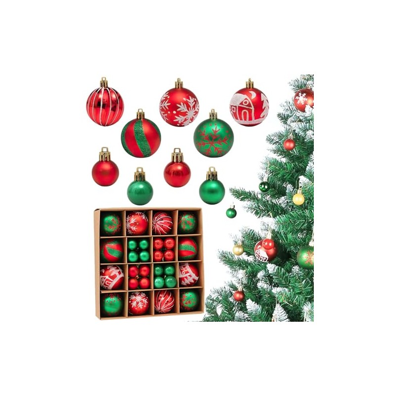 JUGLUTE Adornos para Arbol de Navidad, 44 pcs Plastic Esferas