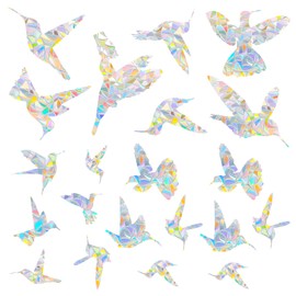 Bird Shape Window Sticker, Rainbow Window Sticker, Anti-Collision Prism Sticker for Bird Strikes, Bird Warning, Pack of 21