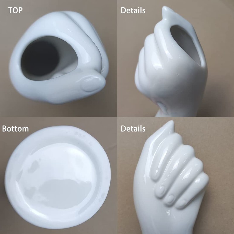 White Ceramic Vases Hand Bud Flower Vase for Decor Hhydroponic
