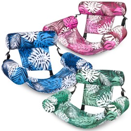 SLOOSH Pool Floats Chairs Adult, 3 Packs Inflatable Lounge Chairs,Blow up Pool Noodles Floats for Adults,Water Floating for Beach Party Summer Water Fun,Tropical Leaves