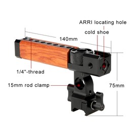 NICEYRIG NATO Handle Camera Handle Wooden Handle with 15 mm Rod Clamp Shoe Holder Mounting Hole for ARRI Standard for Camera Cage