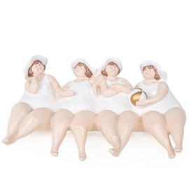 Logbuch-Verlag Edge Stool 4 Chubby Women Decorative Figure Ruby Women Best Friends Birthday White 22 x 13.5 cm Wellness Hen Women