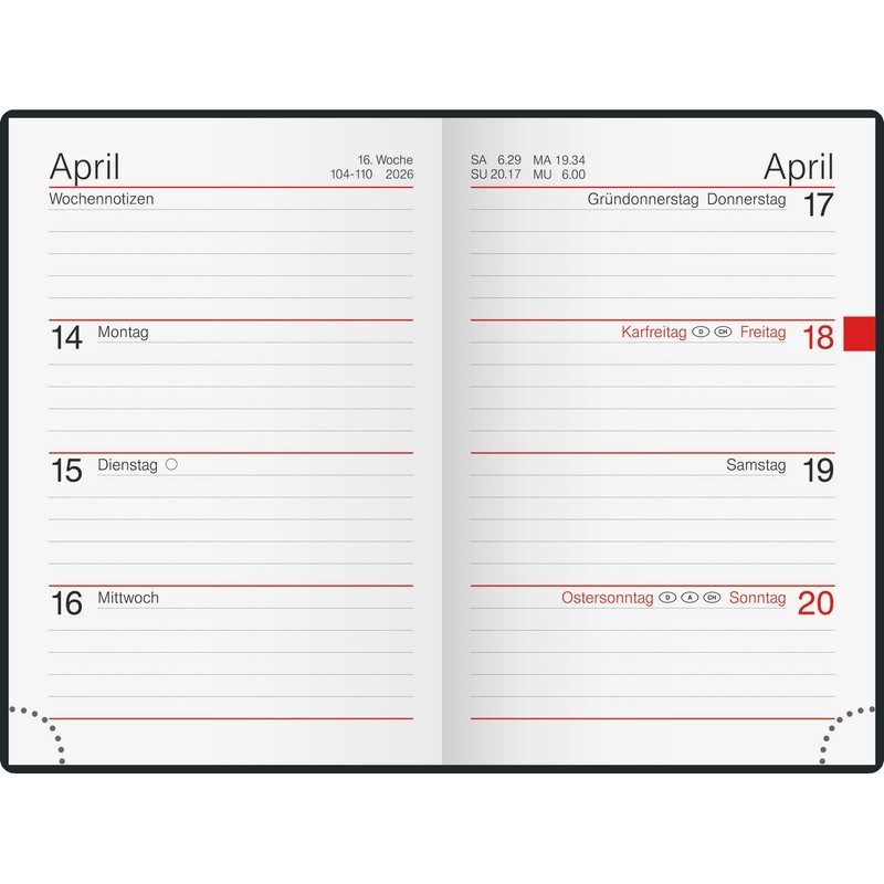 rido/idé Taschenkalender Mod. partner/Industrie I 2026 | A7, Kunststoff, schwarz