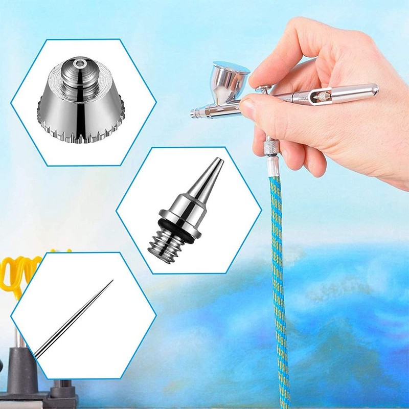 10 Pieces Airbrush Nozzle Needle Nozzle Cap Kit with Wrench