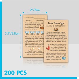 200 PCS Egg Handling Instruction Cards, Double-Sided Printing Egg Stamps with Washed/Unwashed Fresh Egg Care Accessories Card Labels for Farm Fresh Eggs (3.5” x 2”)