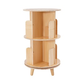 Rotating Bookshelf, Freestanding 360 Display Corner Bookshelf for Small Space,Solid Wooden Standing Bookcase Storage Rack, Portable Revolving Narrow Book Shelf Organizer For Bedroom 1-6 Tier (2-Tier)