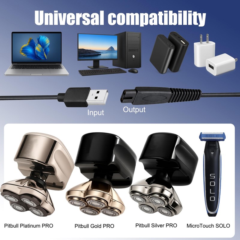 AZJCKEW USB Charging Cable Replacement for Skull Shaver Pitbull Razor