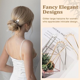 Pearl French Hair Pin Metal Gold Silver Hair Pins for Women Buns U Shaped Hair Pins for Women Styling Hair Fork for Thick Hair Girls Hair Accessories