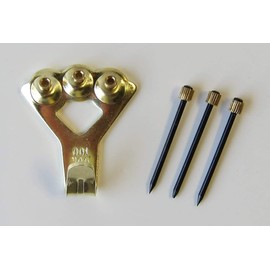 Shade Doctor of Maine Heavy Duty Mirror Picture Frame Wall Hanger Brass Plated Hook - Rated to 100 lbs!