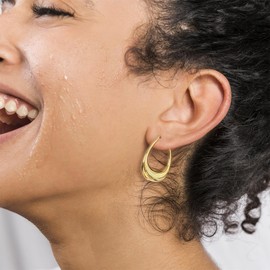 ALEXCRAFT 14K Large Chunky Gold Hoop Earrings for Women S925 Hypoallergenic Hollow Hoops