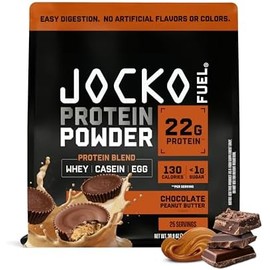 Jocko Fuel Proteína de suero de leche Mlk en polvo, 22 g, mezcla de frutos del monje, baja en azúcar - Recuperación y crecimiento muscular. El envase