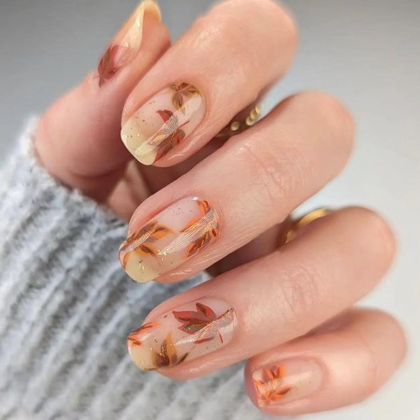 24 Pcs Brown Press on Nails Short Square - YIHONGYAN