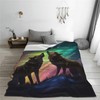 Wolf Blanket Wolf Northern Lights Decor Throw Blanket Wolf Blanket