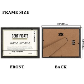 PHAREGE 8.5 by 11 Picture Frame Bulk Distressed Black 18 Pack, MDF Wood Grain Document Frame 8.5 x 11 for Graduation Award Certificate or Degree Diploma, Wall Mount or Tabletop