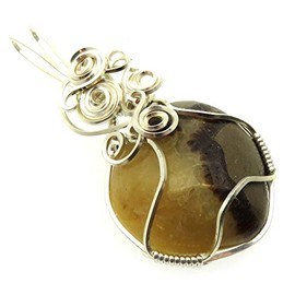 Septarian Gemstone Silver Plated Wire Wrapped Pendant 01