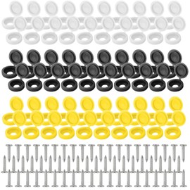 120PCS Number Plate Screws and Caps, 60 Pcs Standard Number Plate Screws for Cars UK, With 60 Pcs Multiple Function Covers Compatible with 6/8 Screw, In Black, White, Yellow for Various Colors Cars