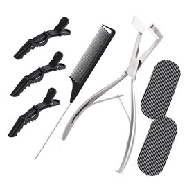 NEWISHTOOL Kit De Herramientas Para Extensiones De Cabello Con Cinta Adhesiva, Alicates De Sellado De Cabello De Acero Inoxidable, Peine De Cola Fina, Pinzas Para El Cabello Y Almohadillas Para El Cab