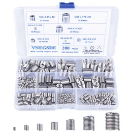 304 Stainless Steel Helical Coiled Metric Thread Repair Kit - 200Pcs Assortment Kit - M3, M4, M5, M6, M8, M10, M12 Wire Screw Sleeve Inserts