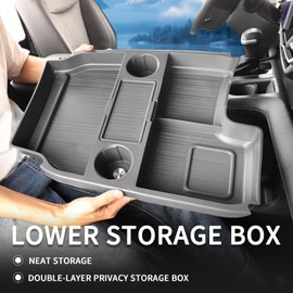 Compatible with 2025 Toyota Sienna Center Console Organizer with Cup Holder, Lower Storage Box Accessory (TPE Material with Original car Wood Grain (Compatible with 2021-2025 Toyota Sienna), Gray)