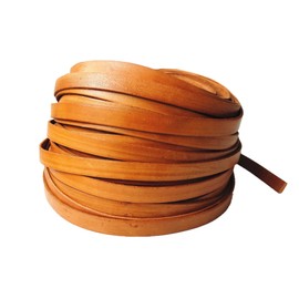 Glory Qin 5 Yards 10mmx2mm Genuine Cow Hide Flat Leather Srip, 10mm Wide Real Leather Craft for Jewelry Making LeatherRush (Natural)