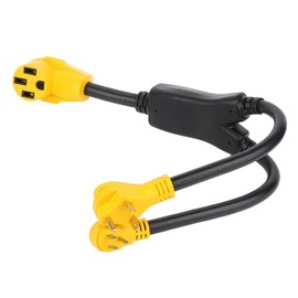 ECCPP RV Y-Split Power Cord Adapter, 50 amp Female to (1) 30 amp - (1) 15 amp Male Heavy Duty RV Power Cord Plug Adapter with Grip Handle