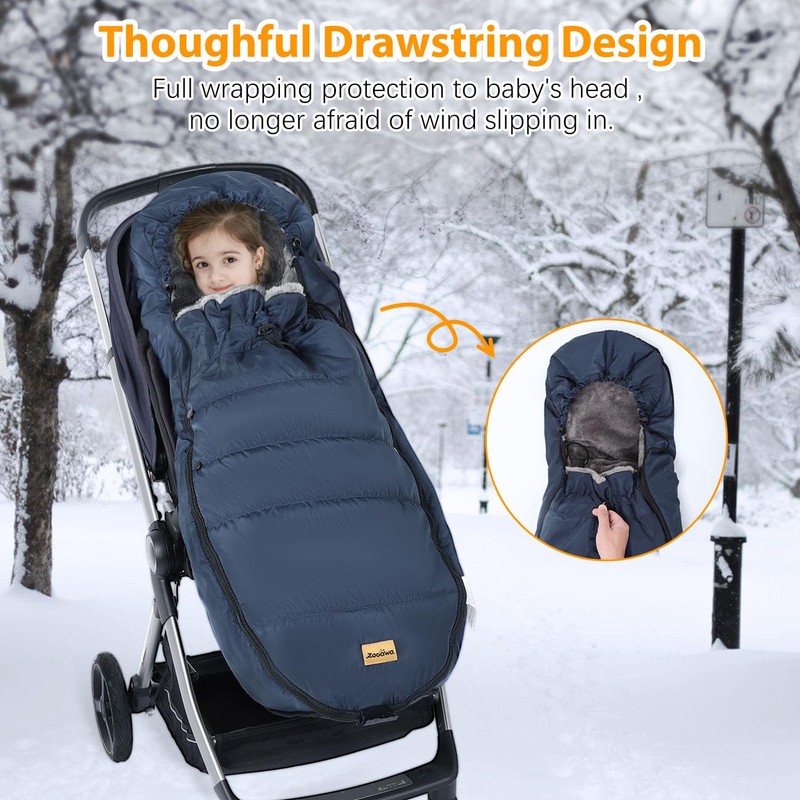 Zooawa Stroller Bunting Bag Universal, Waterproof Baby Stroller Footmuff, Christmas