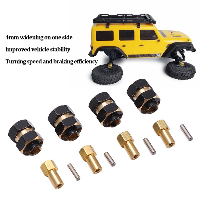 4PCS 4mm Widen Brass Wheel Hex Extended Adapter for Axial