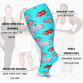 PAMAID Open Toe Compression Socks for Women 3 pairs Toeless Sock Wide Calf Knee High Support Sock