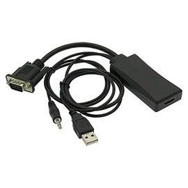 FireFold VGA to HDMI Converter with Audio Support – Transmits VGA Signal from PCs Laptops to HDTV, HDMI Monitors and Projectors with HDMI Input – No External Power Source Required