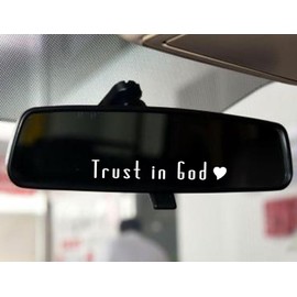 2 x Trust In God Car Rearview Mirror Decal, Water Bottle Stickers, Affirmation Reminder Sticker, Laptop Sticker, Tumbler Vinyl Sticker Car Mirror Decal Christian Car Accessories (White)