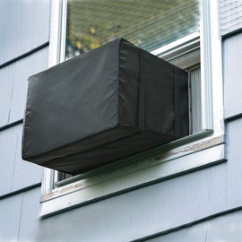 Window Air Conditioner Cover Outdoor, Luxiv Outside Window AC Unit Cover Black Dust-proof Waterproof Outdoor AC Protection Insulation Defender (25.5Wx20.5Dx18H)