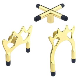 MEISO Pool Cue Brass Bridge Heads Snooker Set of 3, Pool Cue Rack Head Bracket Gold