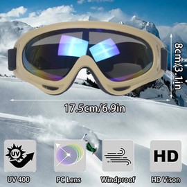 XILEDUO Ski Goggles Snowboard Goggles for Men Women Kids Winter Snow Windproof Sports Sunglasses Motorcycle ATV Glasses for Youth Adult Teens, UV Protection Foam Anti-Scratch Dustproof (Coffee)