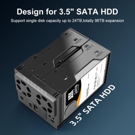 MAIWO USB-C 4 Bay HDD RAID Enclosure for 2.5" 3.5" SATA Drive with Cooling Fan, USB A-C 3.1 & C-C Cable Included, Supports Raid Normal,0,3,5,1/10,Clone/Large(jbod) & 96TB Capacity, DAS(NOT NAS)